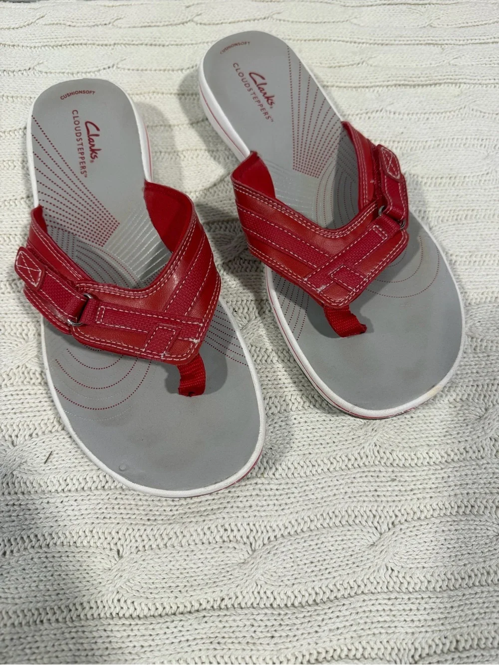 Clarks Red Women's Sandals with Contrast Stitching size 9